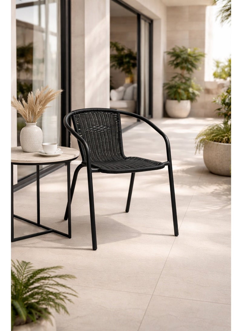 Harmony Home Modern Garden Patio Dining Chair |attan Chair | Weather-Resistant Outdoor Seating for Patio, Balcony & Garden – Black - Image 1